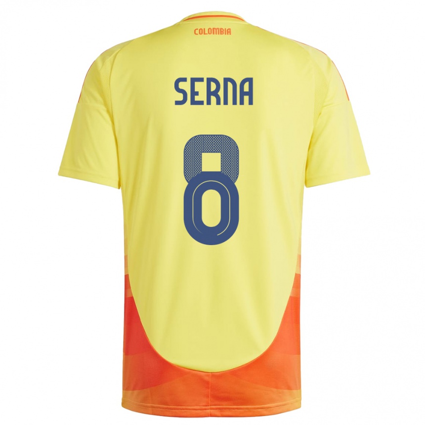 Men Football Colombia Liced Serna #8 Yellow Home Jersey 24-26 T-Shirt Nz