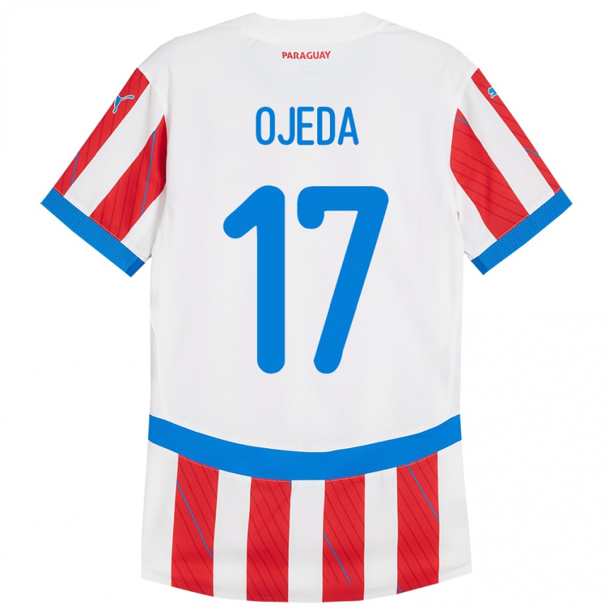 Men Football Paraguay Deisy Ojeda #17 White Red Home Jersey 24-26 T-Shirt Nz