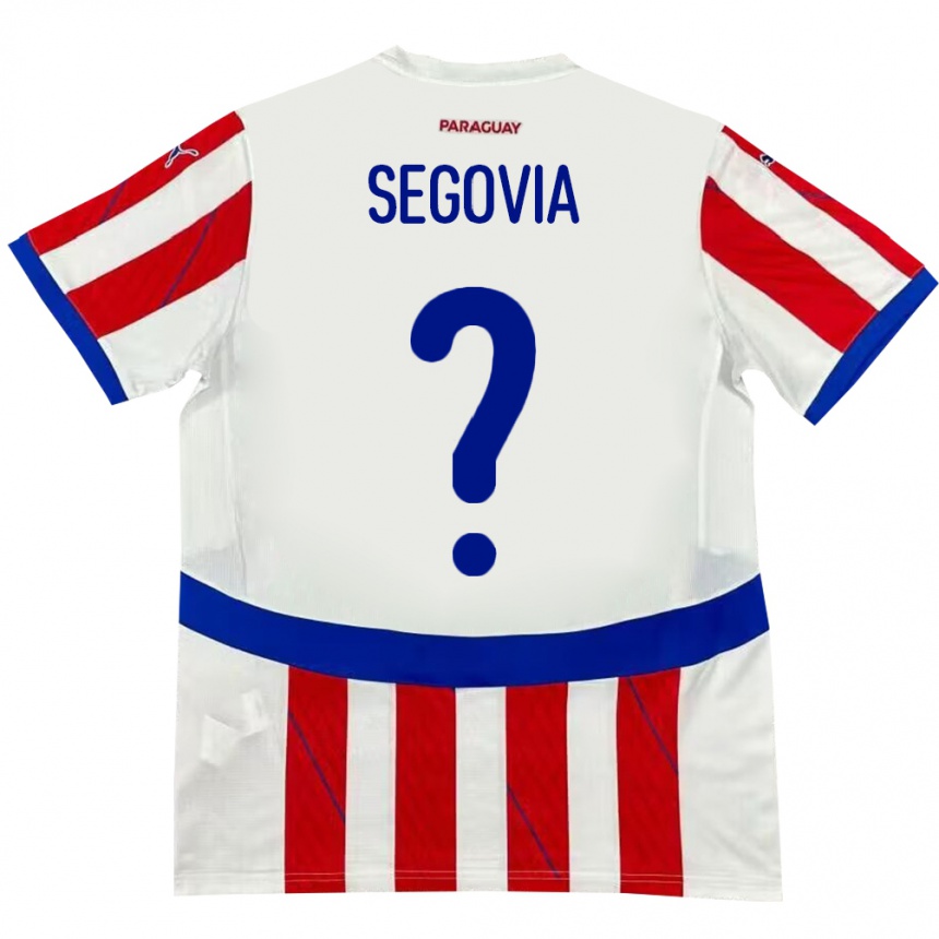 Men Football Paraguay María Segovia #0 White Red Home Jersey 24-26 T-Shirt Nz