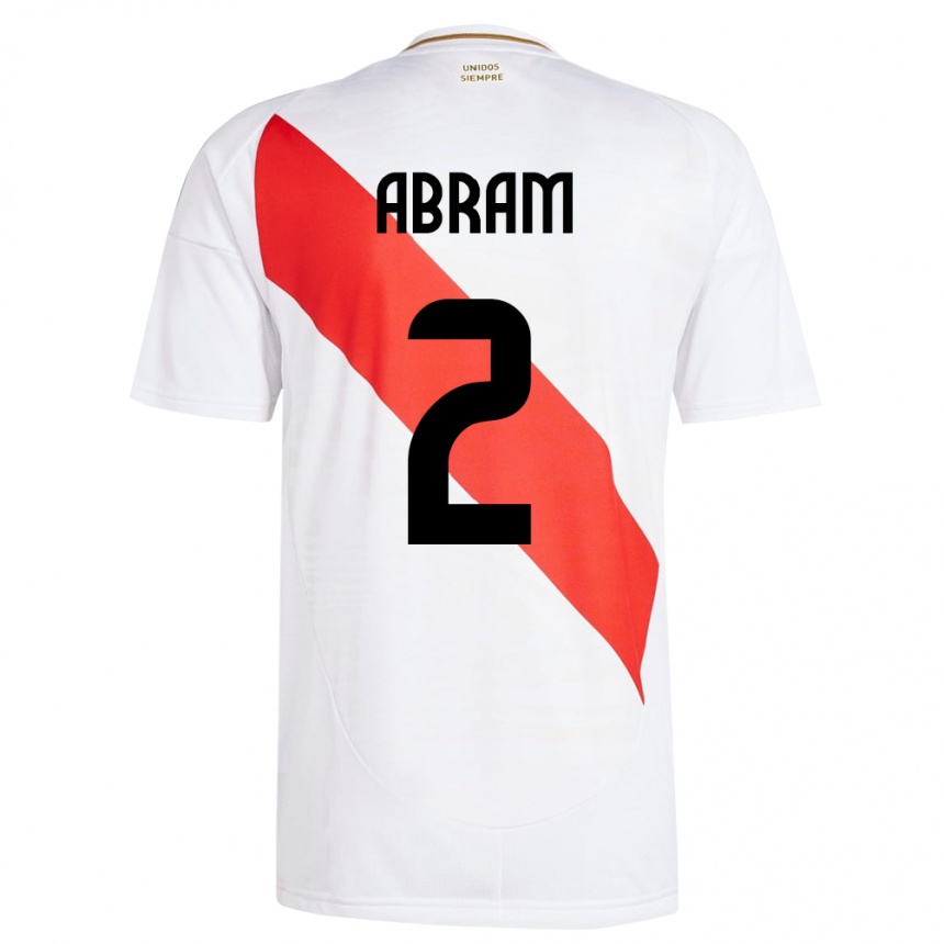 Men Football Peru Luis Abram #2 White Home Jersey 24-26 T-Shirt Nz