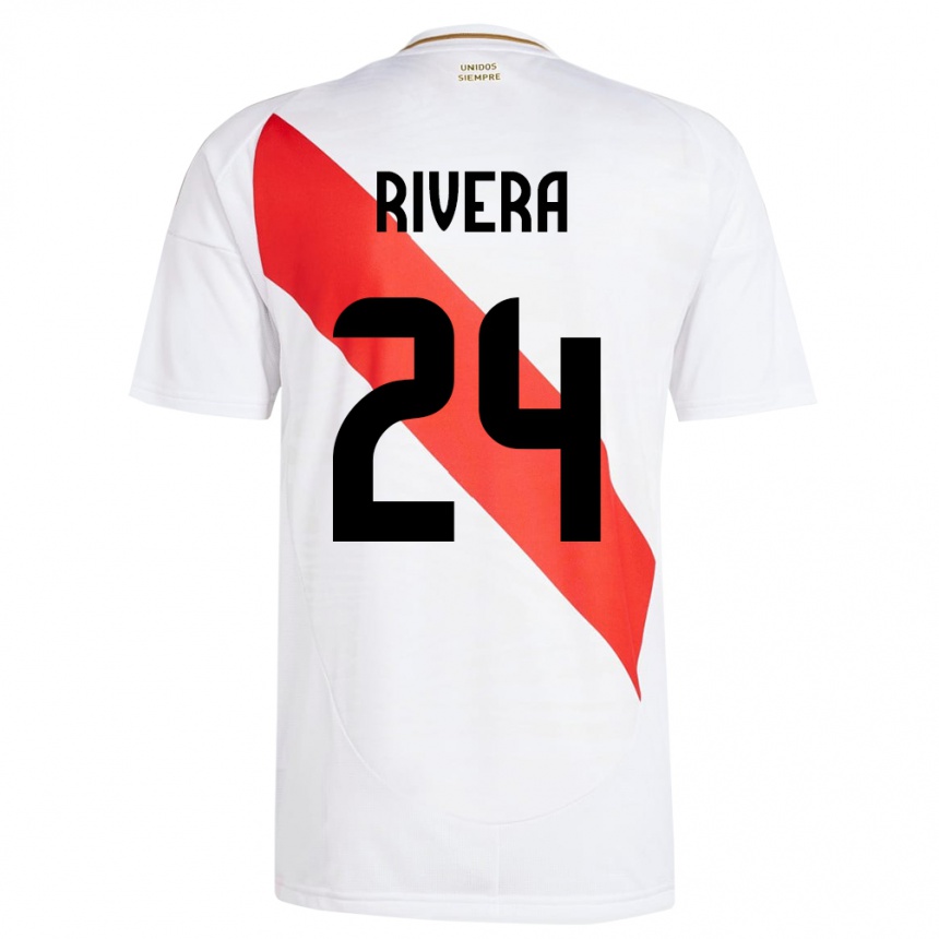 Men Football Peru José Rivera #24 White Home Jersey 24-26 T-Shirt Nz