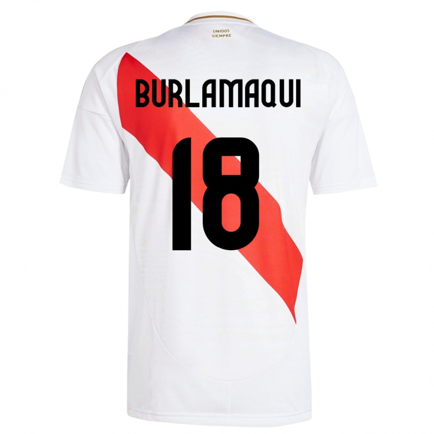 Men Football Peru Alessandro Burlamaqui #18 White Home Jersey 24-26 T-Shirt Nz