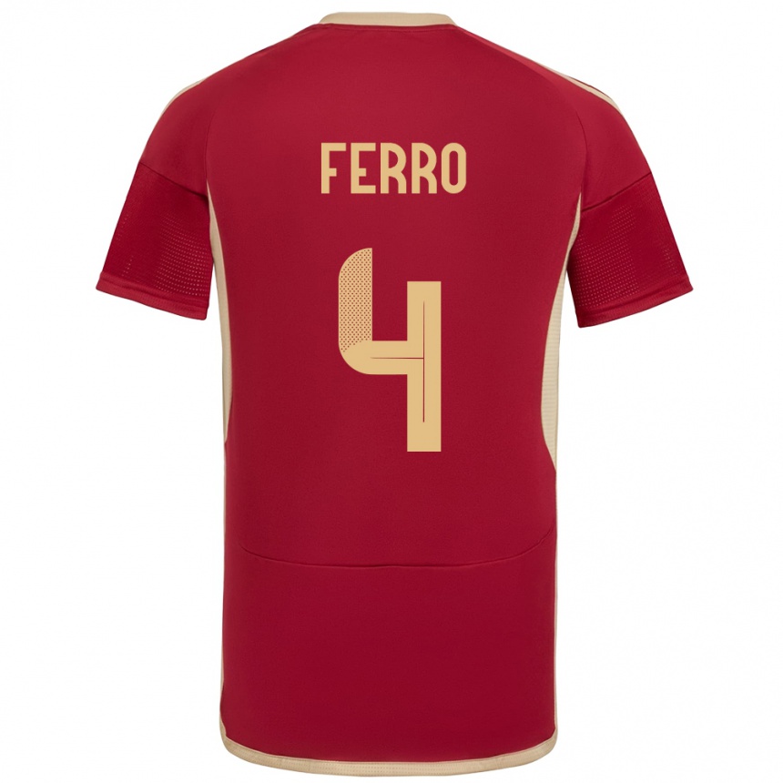 Men Football Venezuela Andrés Ferro #4 Burgundy Home Jersey 24-26 T-Shirt Nz