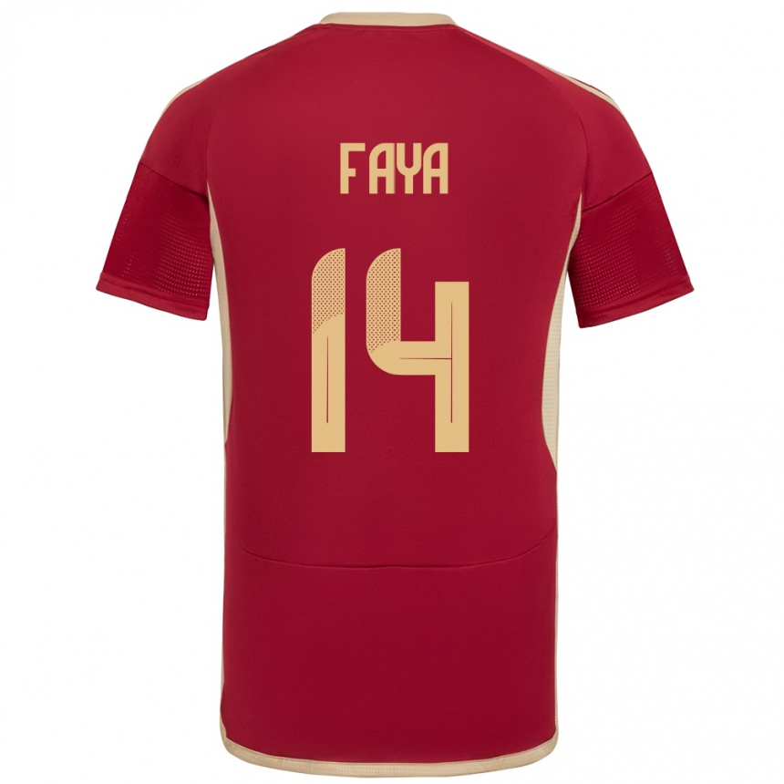 Men Football Venezuela Carlos Faya #14 Burgundy Home Jersey 24-26 T-Shirt Nz