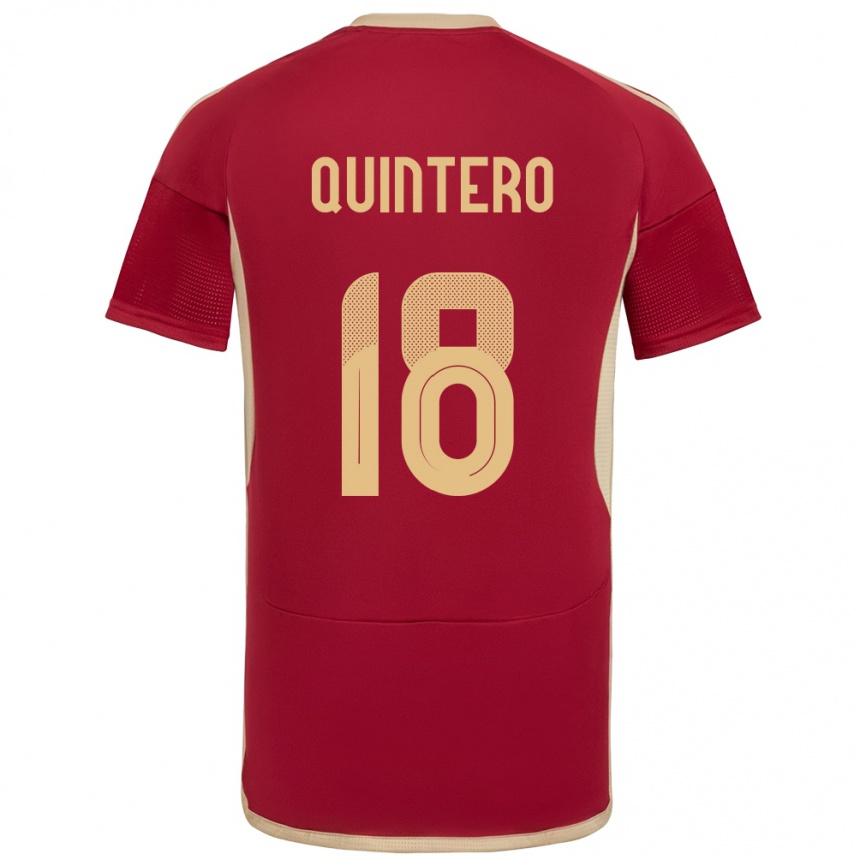 Men Football Venezuela Jesús Quintero #18 Burgundy Home Jersey 24-26 T-Shirt Nz