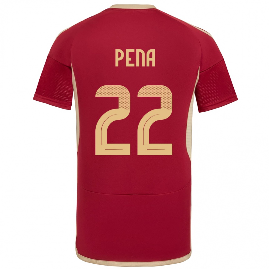 Men Football Venezuela Lewuis Peña #22 Burgundy Home Jersey 24-26 T-Shirt Nz