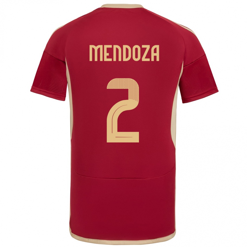 Men Football Venezuela Rafanny Mendoza #2 Burgundy Home Jersey 24-26 T-Shirt Nz