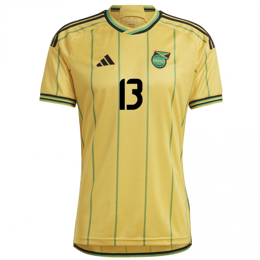 Men Football Jamaica Chris-Ann Chambers #13 Yellow Home Jersey 24-26 T-Shirt Nz