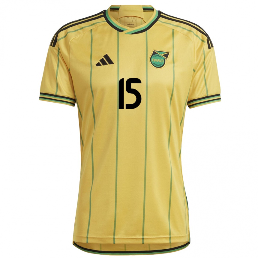 Men Football Jamaica Joel Latibeaudiere #15 Yellow Home Jersey 24-26 T-Shirt Nz