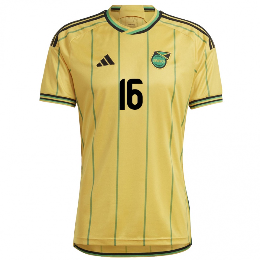 Men Football Jamaica Njeri Butts #16 Yellow Home Jersey 24-26 T-Shirt Nz