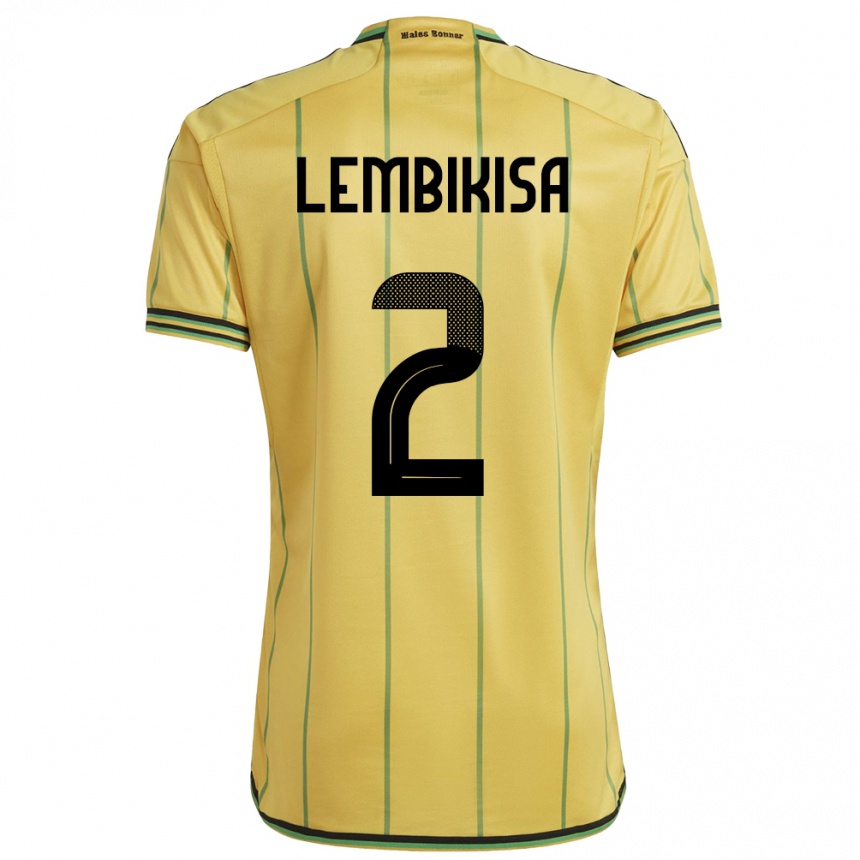 Men Football Jamaica Dexter Lembikisa #2 Yellow Home Jersey 24-26 T-Shirt Nz