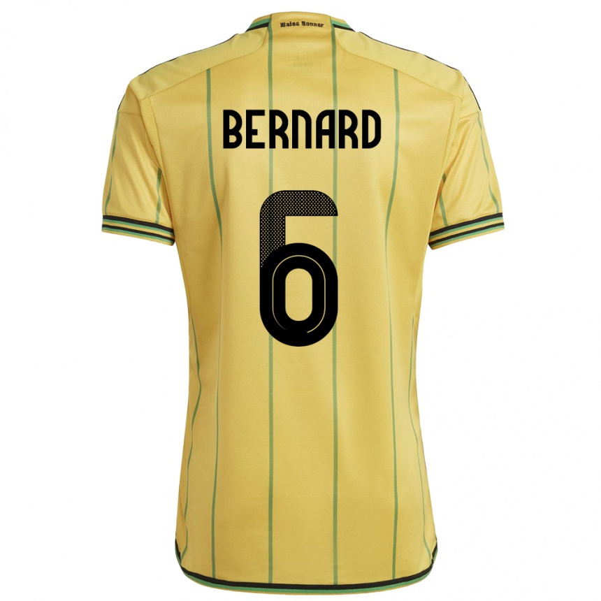 Men Football Jamaica Di'shon Bernard #6 Yellow Home Jersey 24-26 T-Shirt Nz