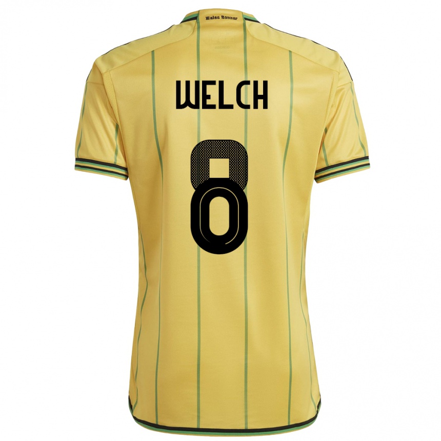 Men Football Jamaica Makai Welch #8 Yellow Home Jersey 24-26 T-Shirt Nz