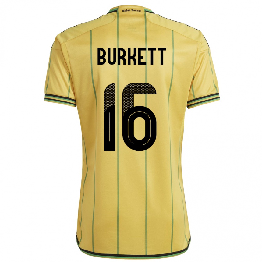 Men Football Jamaica Brian Burkett #16 Yellow Home Jersey 24-26 T-Shirt Nz