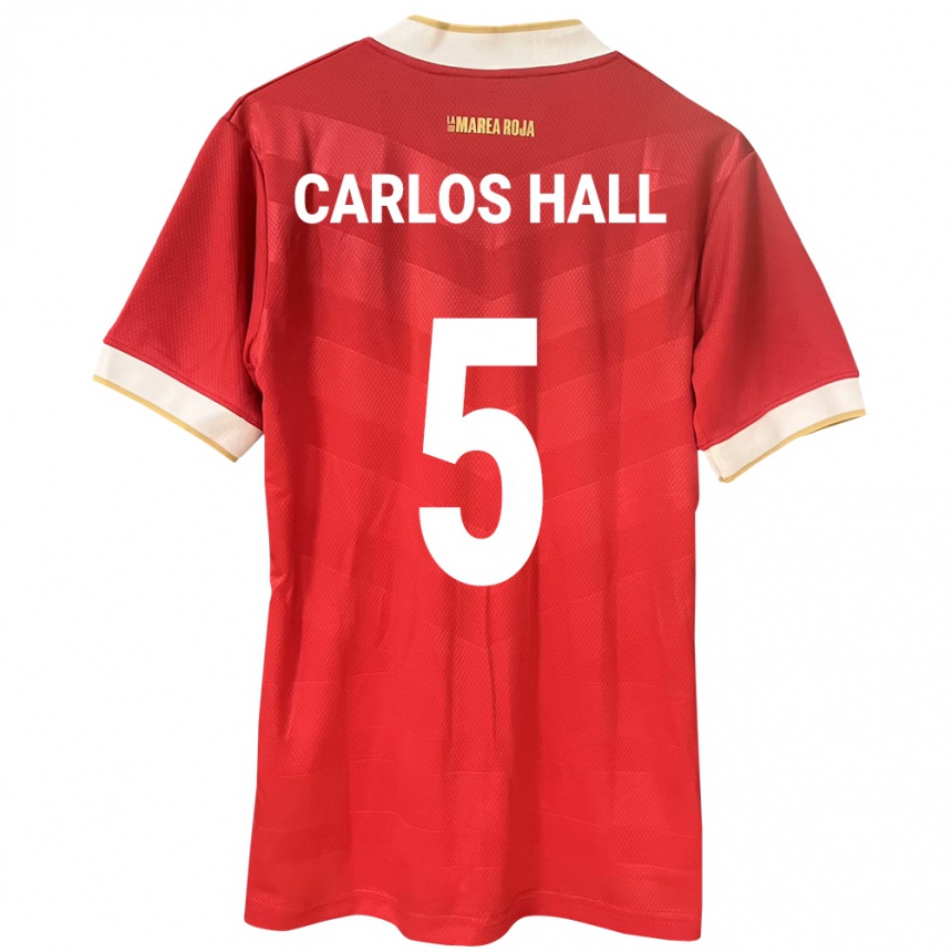 Men Football Panama Juan Carlos Hall #5 Red Home Jersey 24-26 T-Shirt Nz