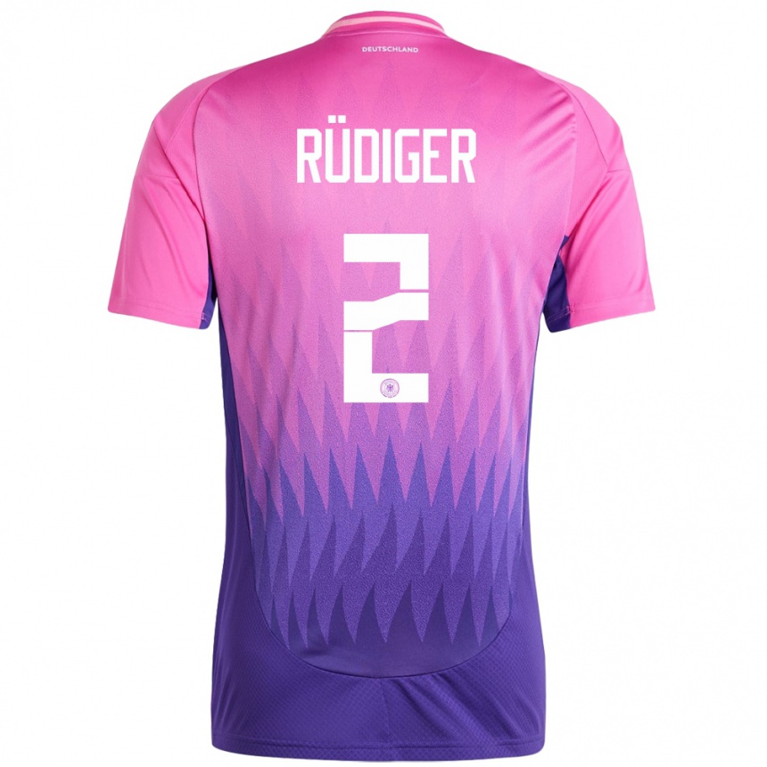 Men Football Germany Antonio Rudiger #2 Pink Purple Away Jersey 24-26 T-Shirt Nz