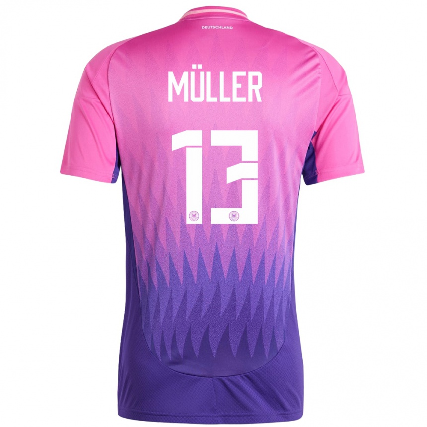 Men Football Germany Thomas Muller #13 Pink Purple Away Jersey 24-26 T-Shirt Nz