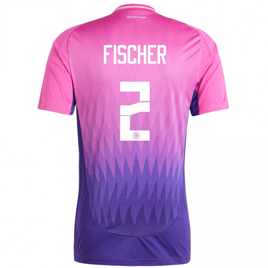 Men Football Germany Kilian Fischer #2 Pink Purple Away Jersey 24-26 T-Shirt Nz