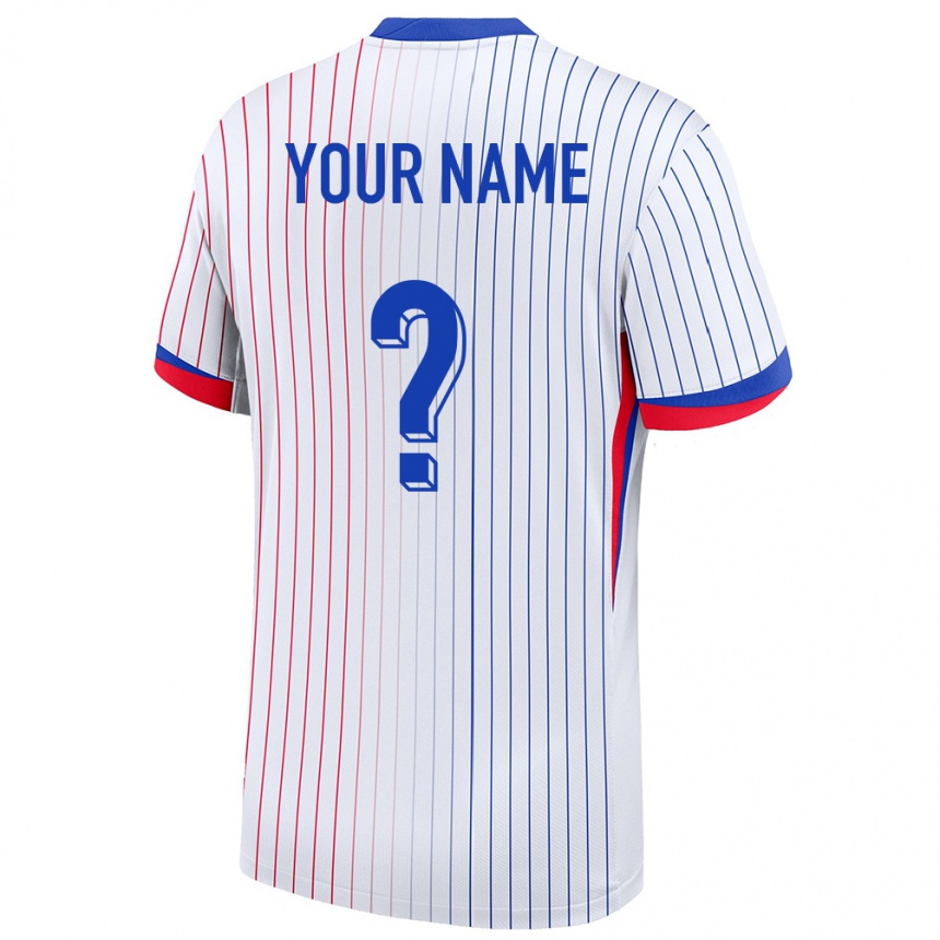 Men Football France Your Name #0 White Away Jersey 24-26 T-Shirt Nz