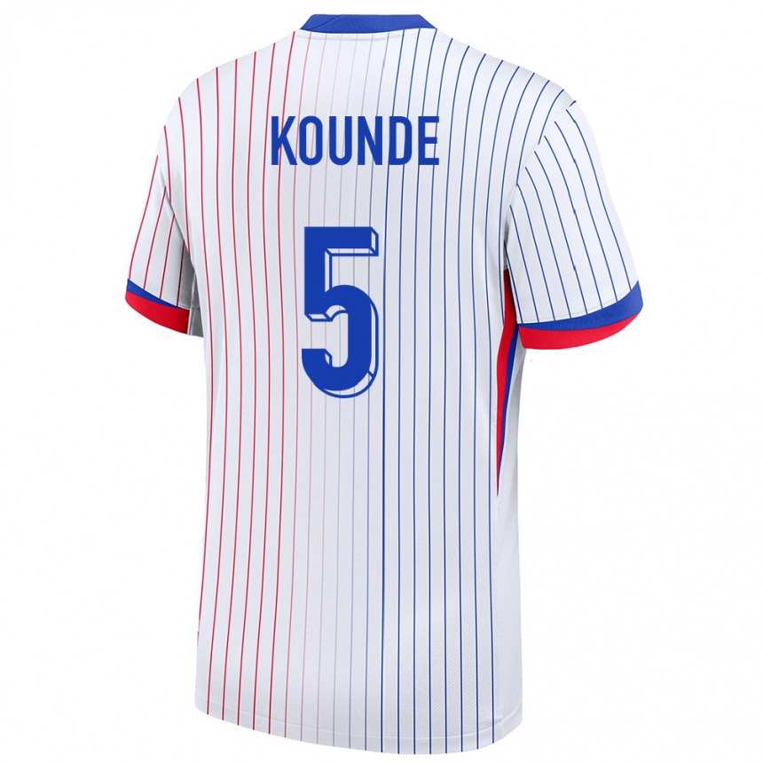 Men Football France Jules Kounde #5 White Away Jersey 24-26 T-Shirt Nz