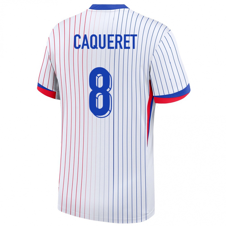 Men Football France Maxence Caqueret #8 White Away Jersey 24-26 T-Shirt Nz