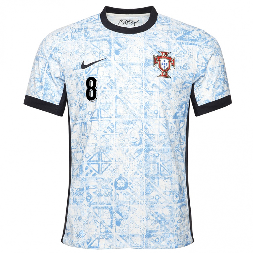 Men Football Portugal Joao Teixeira #8 Cream Blue Away Jersey 24-26 T-Shirt Nz