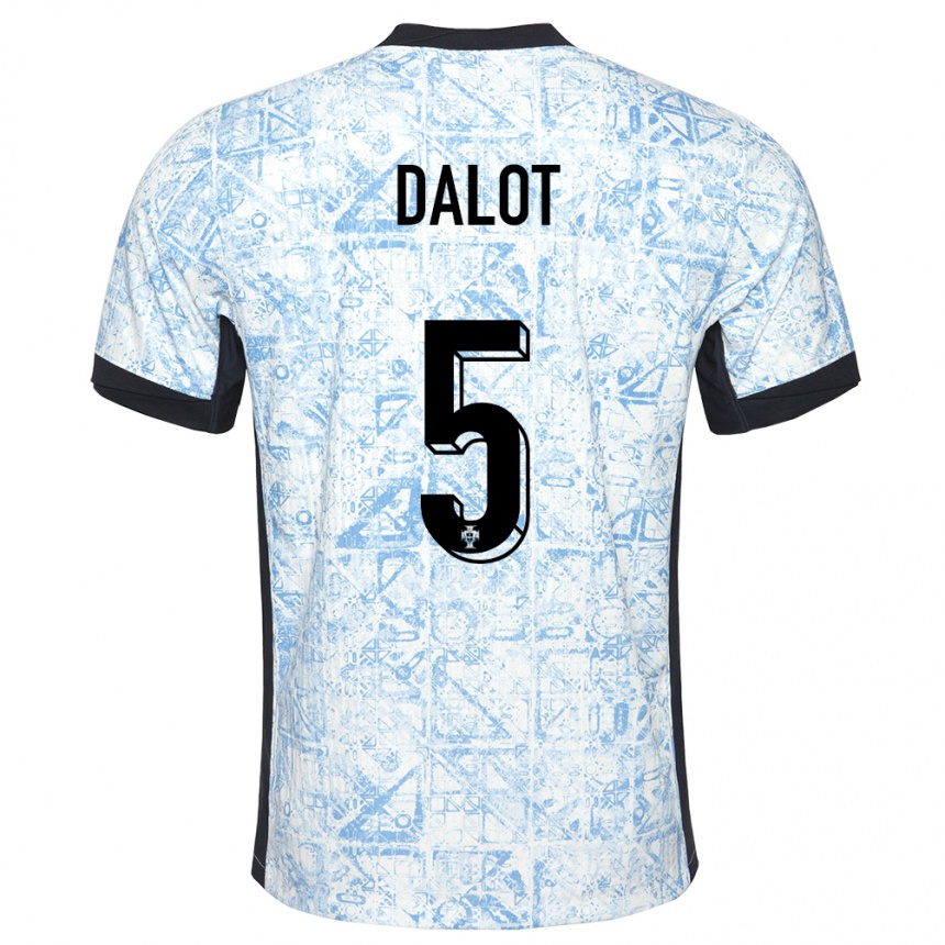 Men Football Portugal Diogo Dalot #5 Cream Blue Away Jersey 24-26 T-Shirt Nz