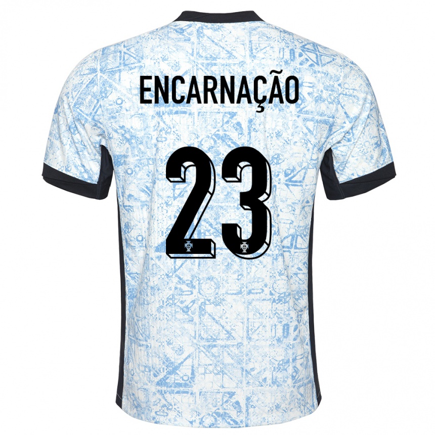 Men Football Portugal Telma Encarnacao #23 Cream Blue Away Jersey 24-26 T-Shirt Nz