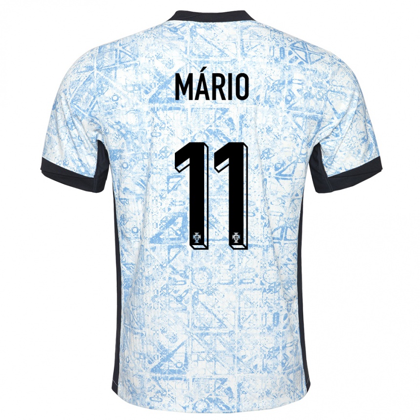 Men Football Portugal Joao Mario #11 Cream Blue Away Jersey 24-26 T-Shirt Nz