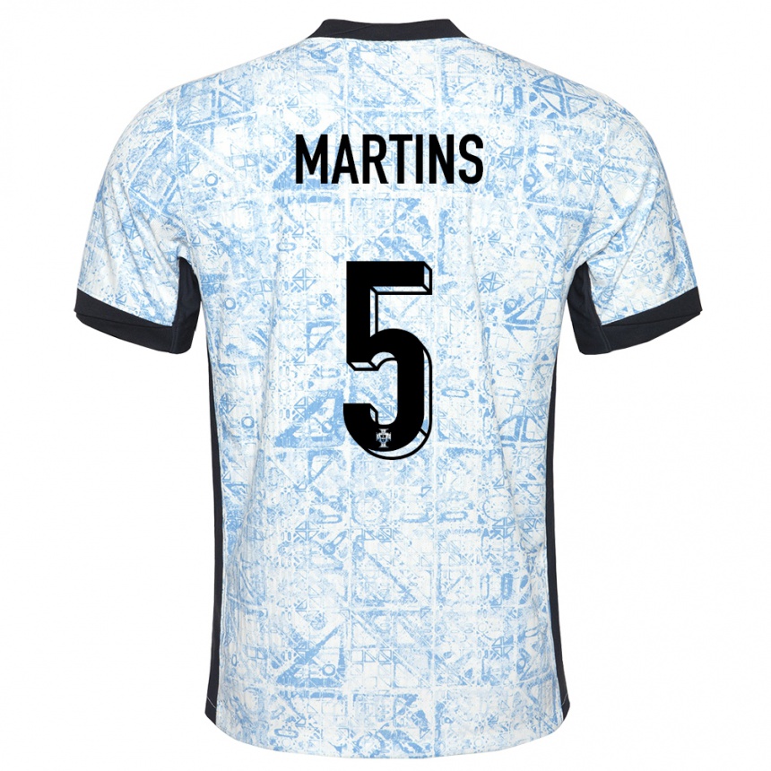 Men Football Portugal Leandro Martins #5 Cream Blue Away Jersey 24-26 T-Shirt Nz