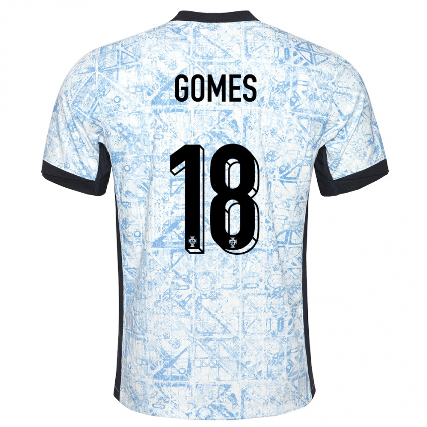 Men Football Portugal Andre Gomes #18 Cream Blue Away Jersey 24-26 T-Shirt Nz