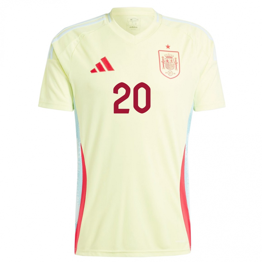 Men Football Spain Nuria Rabano #20 Yellow Away Jersey 24-26 T-Shirt Nz