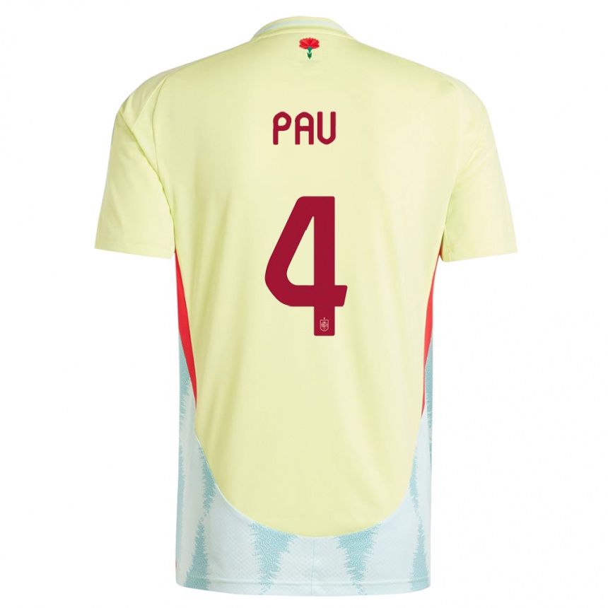 Men Football Spain Pau Torres #4 Yellow Away Jersey 24-26 T-Shirt Nz