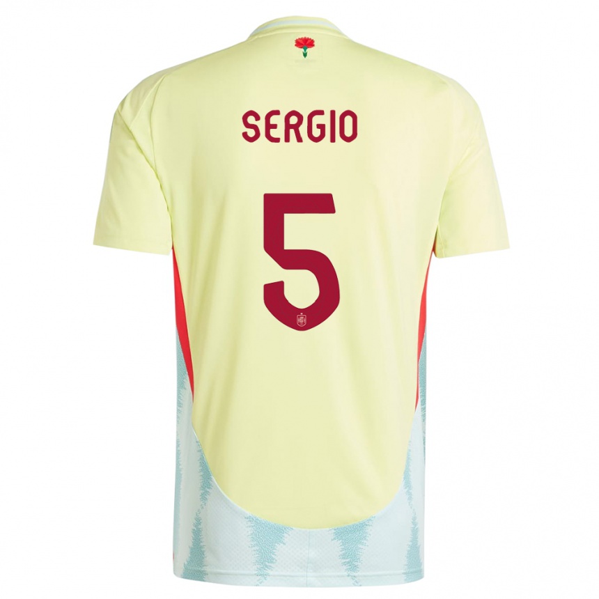 Men Football Spain Sergio Busquets #5 Yellow Away Jersey 24-26 T-Shirt Nz