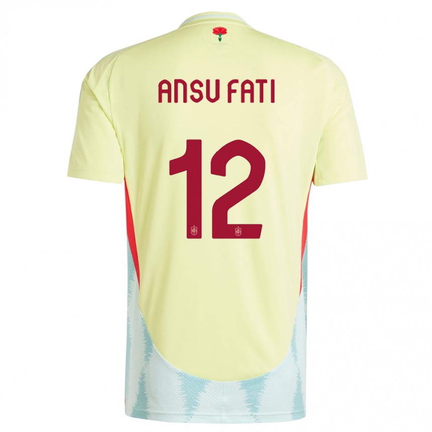 Men Football Spain Ansu Fati #12 Yellow Away Jersey 24-26 T-Shirt Nz