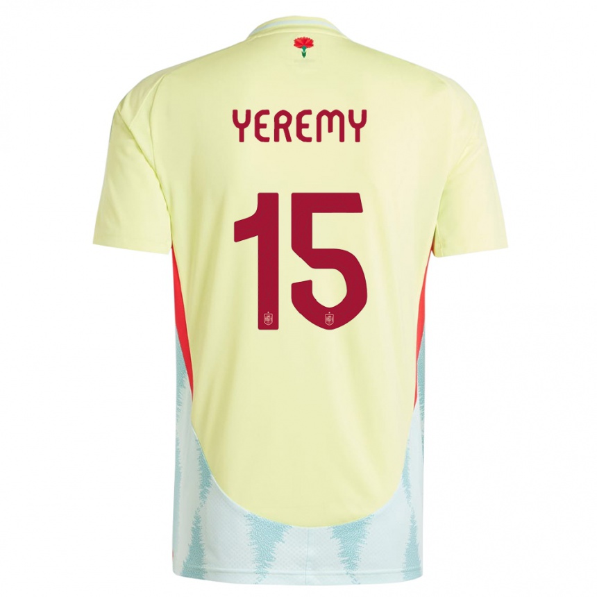 Men Football Spain Yeremy Pino #15 Yellow Away Jersey 24-26 T-Shirt Nz