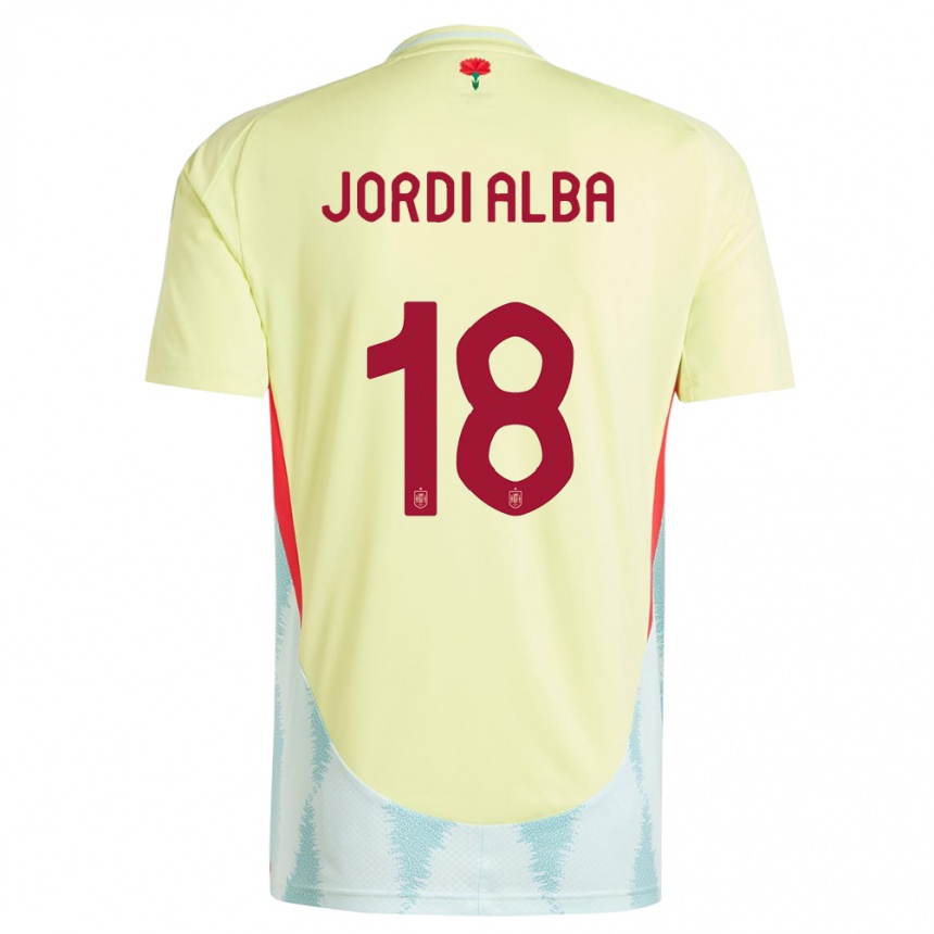 Men Football Spain Jordi Alba #18 Yellow Away Jersey 24-26 T-Shirt Nz