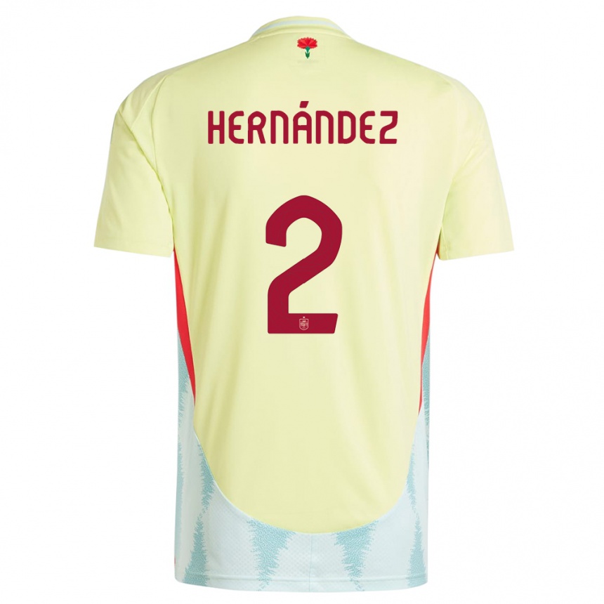 Men Football Spain Oihane Hernandez #2 Yellow Away Jersey 24-26 T-Shirt Nz