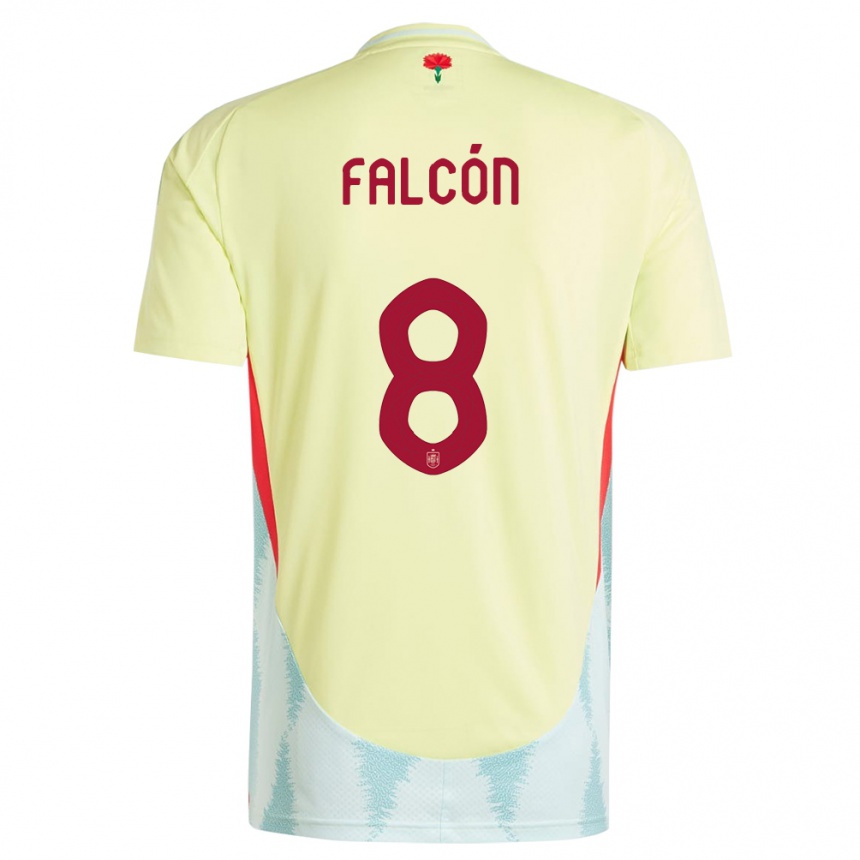 Men Football Spain Andrea Falcon #8 Yellow Away Jersey 24-26 T-Shirt Nz