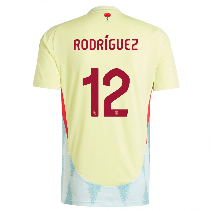 Men Football Spain Lucia Rodriguez #12 Yellow Away Jersey 24-26 T-Shirt Nz