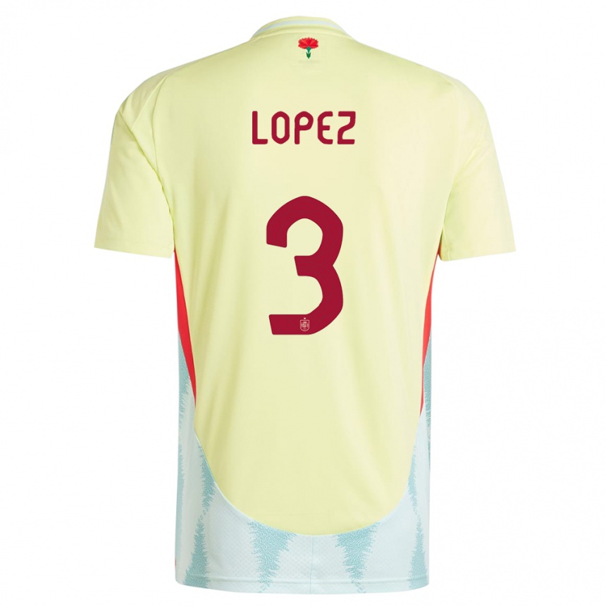 Men Football Spain Juan Lopez #3 Yellow Away Jersey 24-26 T-Shirt Nz