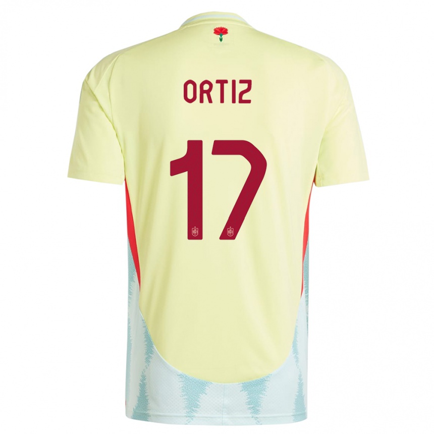 Men Football Spain Angel Ortiz #17 Yellow Away Jersey 24-26 T-Shirt Nz