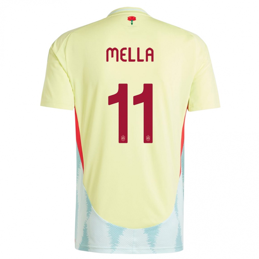 Men Football Spain David Mella #11 Yellow Away Jersey 24-26 T-Shirt Nz