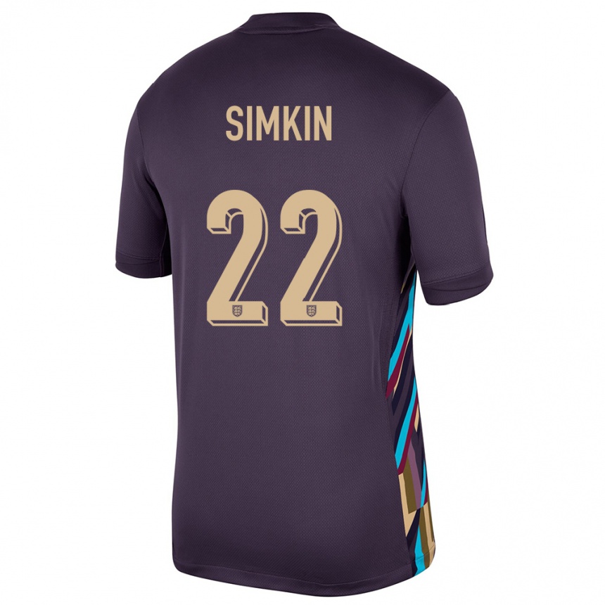 Men Football England Tommy Simkin #22 Dark Raisin Away Jersey 24-26 T-Shirt Nz