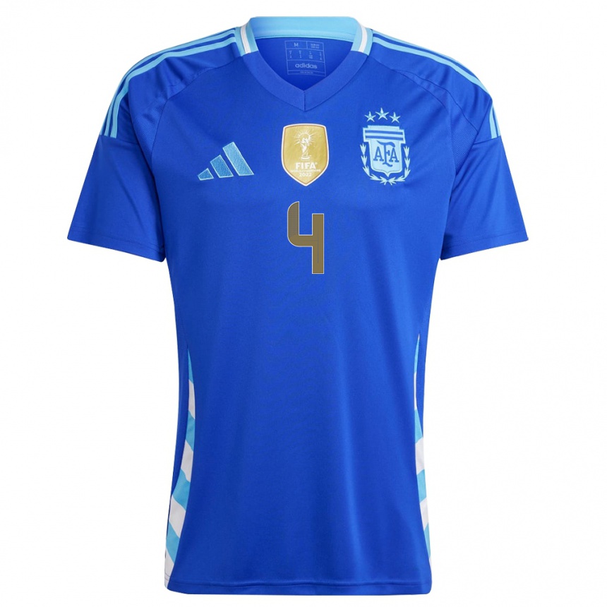 Men Football Argentina Hernan De La Fuente #4 Blue Away Jersey 24-26 T-Shirt Nz