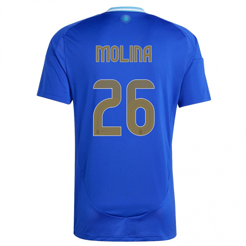 Men Football Argentina Nahuel Molina #26 Blue Away Jersey 24-26 T-Shirt Nz