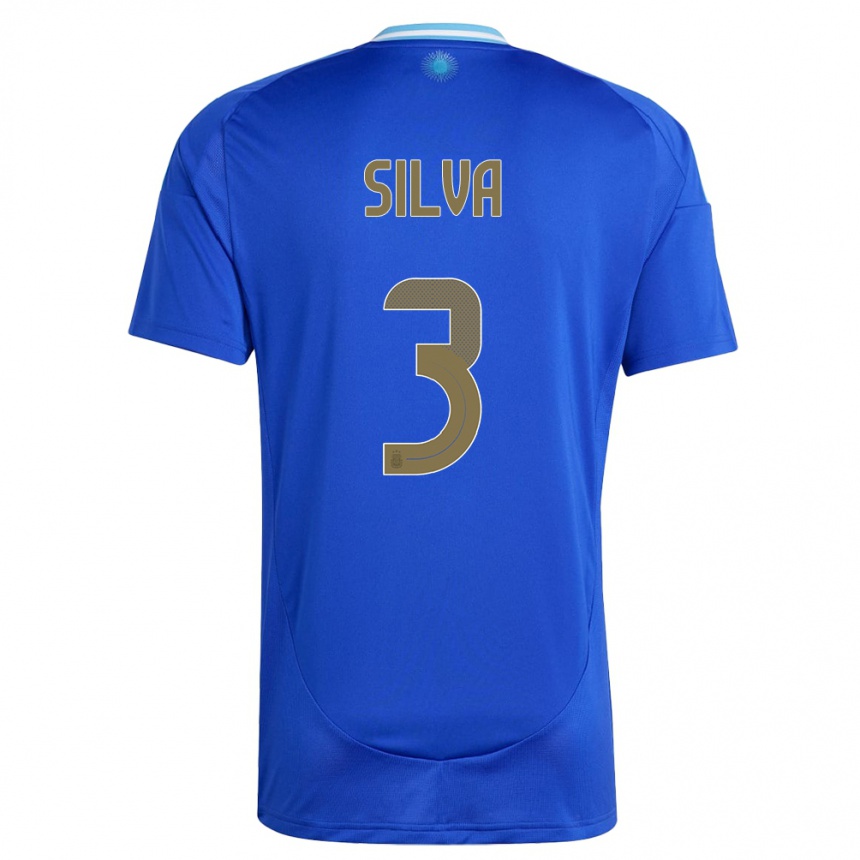 Men Football Argentina Tomas Silva #3 Blue Away Jersey 24-26 T-Shirt Nz