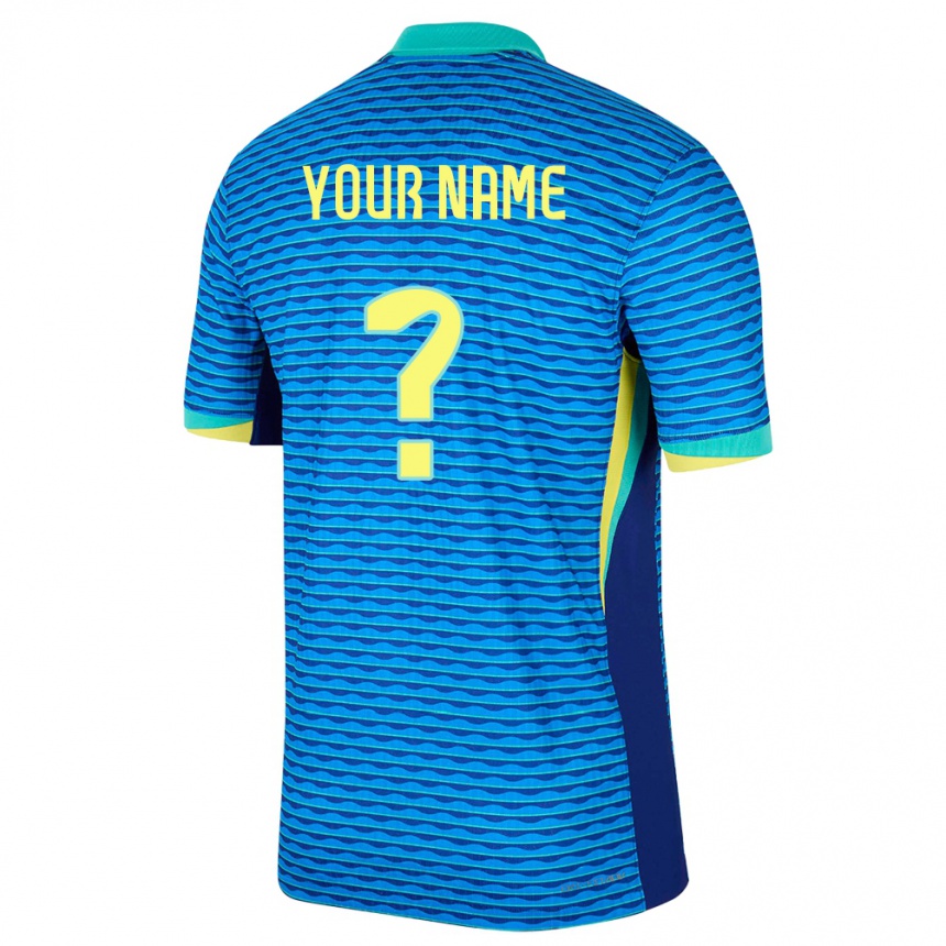 Men Football Brazil Your Name #0 Blue Away Jersey 24-26 T-Shirt Nz