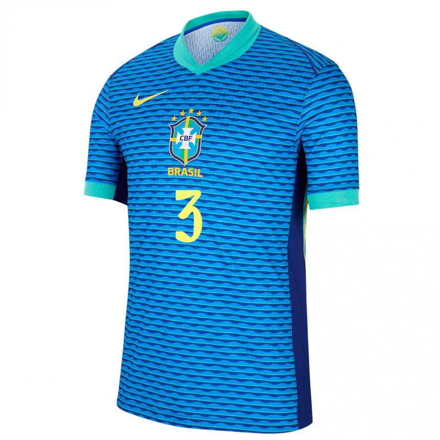 Men Football Brazil Thiago Silva #3 Blue Away Jersey 24-26 T-Shirt Nz