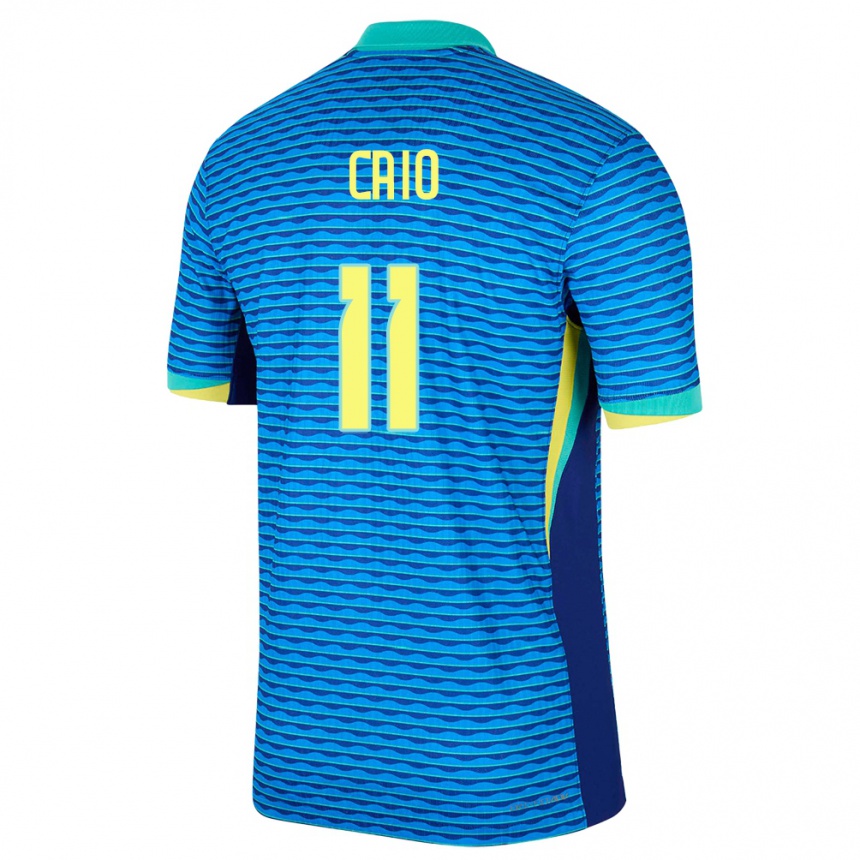 Men Football Brazil Caio #11 Blue Away Jersey 24-26 T-Shirt Nz